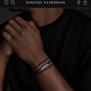 David Yurman mens triple wrap black leather bracelet